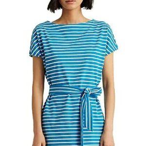 Ralph Lauren Blue and White Striped Midi Dress